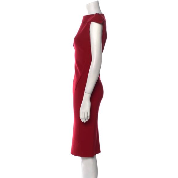 NWT Lanvin Bateau Neckline Midi Sheath Dress - Red - Size 38 EU/6 US - Picture 3 of 9